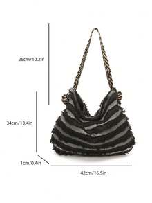 1 pieza, 42cm*1cm*34cm, Gran Capacidad, Bolso de Hombro de Mezclilla, Mochila Escolar, Mochila de Estudiante, Escuela Secundaria, Escuela Media, Mochila de Estudiante Universitario, Bolso Tote Abierto, Bolso de Hombro Casual para Compras, Bolso Casual para Compras, Bolso Hobo, Bolso con Borlas, Bolso para Viajes Diarios, Temporada de Regreso a Clases, Adecuado para Campus, Viajes Diarios, Compras, Regalos, Etc. - A - Ver 10