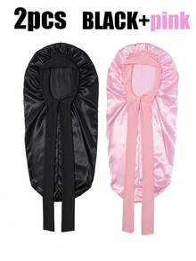CONFLASS 2/1 piezas Gorro de dormir de satén de unicolor con lazo largo y cinta larga, gorro anti-frizz, gorro de dormir extragrande, ajustable para cabello rizado, trenzado y largo, adecuado para uso diario y maquillaje - Multicolor - Ver 22