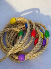 Juego de lanzamiento de aros con cuerda de cáñamo para exteriores (1/3/5 unidades), ideal para actividades escolares (color aleatorio). - Multicolor - Ver 2