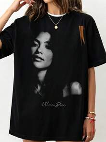 Olivia Dean Shirt, Olivia Dean Poster Crew-Neck Printed Men's Fashion Short-Sleeved Sports T-Shirt - Black - View 1