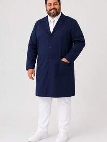 Men's Plus Size Gabardine Twin Professional Medical Coat, Sizes G1 To G5, Various Colors - 藏蓝色 - 查看 1