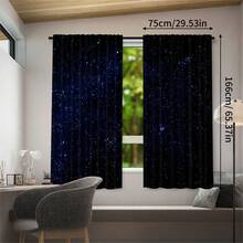 2件裝星空銀河圖案高解析度數位印花裝飾窗簾，半透明聚酯纖維材質，耐褪色。適用於居家窗簾、房屋窗簾。可手洗與機洗，桿套懸掛，適合臥室與客廳裝飾，居家裝飾窗簾 - 彩色 - 查看 14