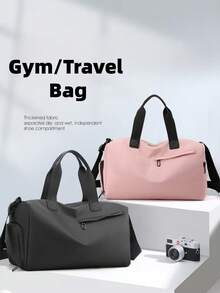 1pc Sports Gym Bag, Dry & Wet Separation, Women's Training & Swimming Bag, Large Capacity - Black - View 3