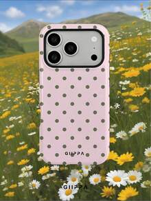 GIIPPA 1件淡粉色底綠色波點圖案設計手機殼，適用於Phone 17 Pro Max，兼容Phone 16 Pro Max、15 Pro Max、14 Pro Max，韓系高端時尚趣味手機殼，兼容11/12/13/14/15/75 Pro Max Plus，優雅設計男女皆宜，送女友的完美禮物！ - 粉色 - 查看 7