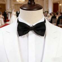 1pc Men's Groomsman Bow Tie, Groom Bow Tie, Fashion Casual Bow Tie, Performance Bow Tie, Black Wedding Bowtie - Black - View 5