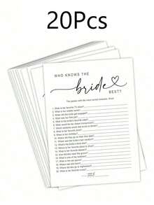 30/20/10/1pc Bridal Shower Game Who Knows The Bride Best Cards, Fun Activity For Wedding, Bridal Shower And Bachelorette Party, Wedding Guest Game Fun Activity - Multicolor - View 11