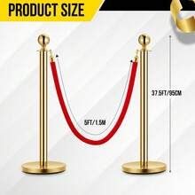 Techigher Gold Stanchion Post Queue Barrier, Red Carpet Ropes And Poles Set With  Ropes, Stainless Steel Crowd Control Barrier For Wedding, Hotel, Cinema, Exhibition - Multicolor - View 2