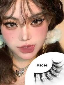 10對自然假睫毛 漫畫風3D仿貂毛 柔軟翼型自然逼真睫毛接長 - 查看 3