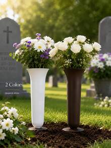 Gedenk-Friedhofsvase mit Bodenstab, Outdoor-Grabblumenständer für Beerdigungen, Friedhofsdekoration, Blumenarrangement für Gedenkgarten - A - Übersicht 5