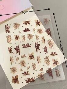 1件棕色調線條花卉貼紙，棕色調線條花卉元素，極簡花卉裝飾貼紙，可用於裝飾拍立得相機、水杯、手機、平板電腦、筆記本 - 棕調線條花朵 - 查看 5