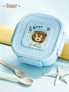 1/3pcs Cute Cartoon Unicorn Dinosaur 4-Compartment Lunch Box, Leak-Proof Portable Bento Box, Microwave , Food Storage Container, Suitable For School, Office, Commuters, Students Breakfast Box, Outdoor Hiking Portable Lunch Box, Picnic Camping Meal Prep Box - Multicolor - View 5