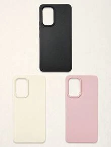 3pcs Solid Color Faux Leather Texture Waterproof Anti-Slip Anti-Fall Phone Cases, Matte Soft TPU Shockproof Protective Covers, Minimalist Aesthetic Dopamine Black / Pink / Cream White Phone Cases, Daily Use & Birthday / Valentine's Day / Mother's Day / Anniversary Gift Choice, Compatible With Iphone Case& Galaxy Case - Multicolor - View 18