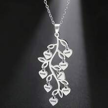Kalung Stainless Steel dengan Liontin Pohon Berbentuk Hati, Dapat Disesuaikan dengan 1-8 Nama, Tahan Air dan Anti Karat, Hadiah Hari Ibu untuk Ibu/Istri/Teman, Cocok untuk Acara Sehari-hari dan Formal - MultiWarna - View 6