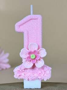 1pc Pure Pink Gradient Double Layer Flower Number Birthday Candle, Suitable For Birthday Party, Company Anniversary Celebration Theme Cake Decoration - View 18
