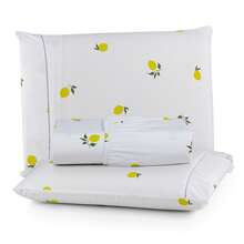 Premium Printed Fitted Sheet Set With Elastic + Pillowcases, 200 Thread Count, Single, Full, Queen And King Sizes, Hypoallergenic - White Lemon - View 1