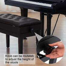 Height Adjustable Faux Leather Piano Stool With Storage - 72x33x58cm - View 4