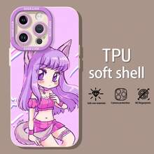 Chica gato morado rosa tema kawaiifunda de teléfono Fundas compatibles con ,Apple,VIVO,OPPO,,, y Honor.Fabricadas en silicona TPU,ofrecen protección contra golpes y caídas. - Blanco - Ver 1