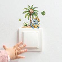 6pcs/Set Cartoon Triceratops Animal Switch Stickers Children's Room Decoration Wall Decals - Multicolor - View 2