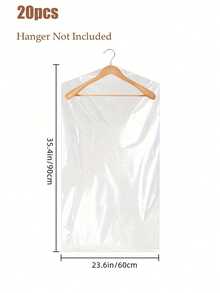 50pcs Dry Cleaning Plastic Transparent Bags, Clear Clothing Dust Covers, Hanging Plastic Garment Bags, Clothes Storage Bags - Clear - View 24