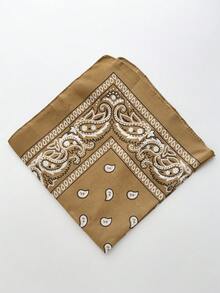 1 pieza Bandana cuadrada con estampado paisley de moda hip hop, accesorio para cabeza, diadema, cuello y muñeca - 1 caqui - Ver 2