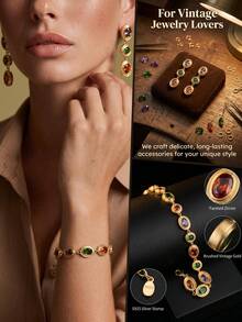 925 Silver Vacation-Style Fashion Colorful Gemstone Bracelet And Earring Set, Suitable For Daily Wear, Vacations, Parties, Anniversaries, And Gifting - Bracelet + Earrings - View 6