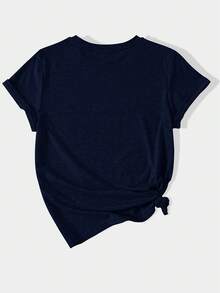 Vintage Casual Loose Fit T-Shirt With Round Neck And Short Sleeves, With A Simple English Letter Print Design. - 米色 - 查看 2