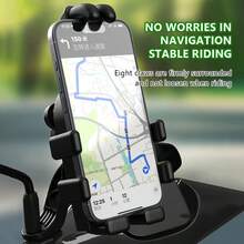 1 buah Dudukan Ponsel Motor Hitam, Dudukan Ponsel Anti Guncangan dan Peredam Guncangan, Braket Stang yang Dapat Diatur 360°, Pegangan Aman untuk Berkendara dan Navigasi Motor, Kompatibel dengan iPhone, Android, dan Semua Smartphone - Hitam - View 3