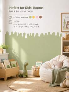 SUPSTICKER 1pc Beige Paint Drip Edge Half Wall Sticker, Waterproof Removable PVC Self-Adhesive Wall Decor, Suitable For Bedroom And Game Room, 11.72*35.43/47.4inch - Multicolor - View 1
