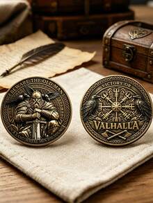 Replica Coin Nordic Viking Mythology Odin Raven Viking Warrior Courage Commemorative Coin, Comes With Protective Case - Multicolor - View 5