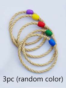 Juego de lanzamiento de aros con cuerda de cáñamo para exteriores (1/3/5 unidades), ideal para actividades escolares (color aleatorio). - Multicolor - Ver 9