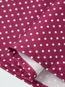 Women Summer Blouses Casual Stylish Dotted Pattern Ruffled Trim Slim Fit Shirts Square Neck Bubble Short Sleeve Tops - Morado - Ver 9