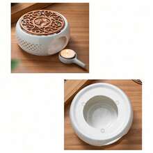 Ceramic Teapot Warmer Holder Base Tea Warmer Insulation Base Tea Coffee Water Warmer Candle Heating Base Holder - White - View 6