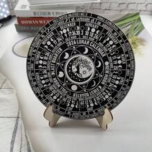 2D設計 2026生命之樹月相曆木製裝飾，含底座圓形月相曆 - 年度環狀曆，適合放置於層架、祭壇或書桌，追蹤全年月相的神祕變化。是月亮愛好者、占星師、自然觀察者及從夜空獲靈感者的理想選擇 - 1套 - 查看 4
