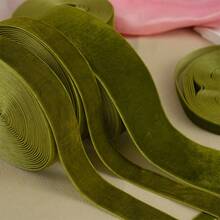 1 Roll 2 Yards Multi-Size Single-Sided Non-Stretch Olive Green Flocked Ribbon, Flocked Satin Ribbon, Flocked Ribbon, Bows, Handmade DIY Clothing Accessories (Excluding Paper Spool, Length Is Measured By Hand And May Have Deviations) - Olive Green - View 5