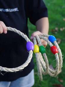 Juego de lanzamiento de aros con cuerda de cáñamo para exteriores (1/3/5 unidades), ideal para actividades escolares (color aleatorio). - Multicolor - Ver 5