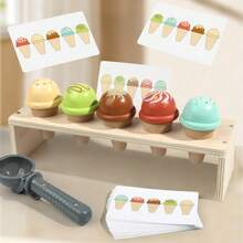 Set Mainan Es Krim Kayu untuk Usia 18 Bulan ke Atas, Mainan Menyortir dan Menumpuk Warna, Mainan Makanan untuk Bermain Peran untuk Anak Laki-laki dan Perempuan, Hadiah Edukatif untuk Mengembangkan Keterampilan Motorik Halus - MultiWarna - View 2