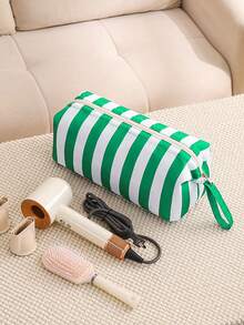 1pc Colorful Striped Print Hair Dryer Storage Bag Curling Iron Pouch With Inner Pocket, Travel Hair Styling Tool Bag Carrying Case Makeup Bag, Gift - Multicolor - View 5