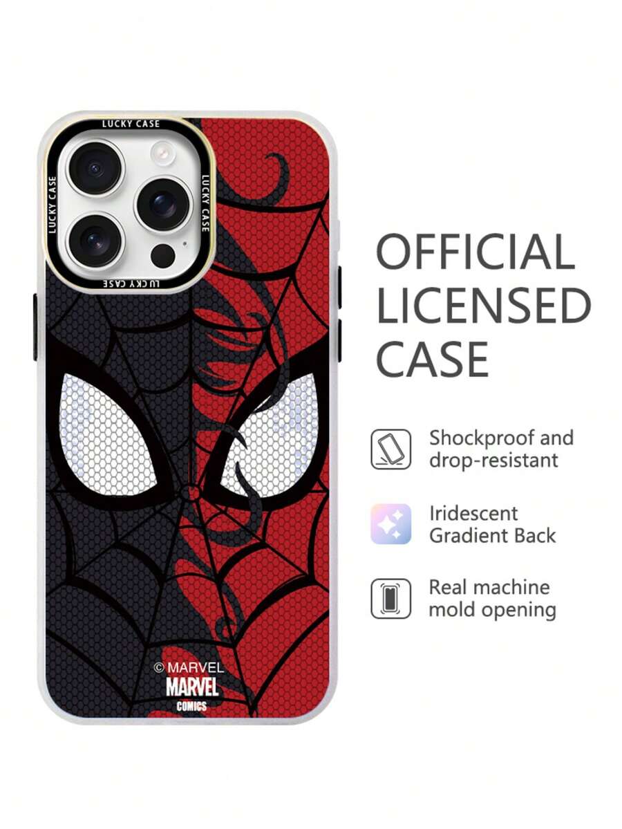 Miniso Marvel Spider-Man 手機殼適用於 iPhone 18 Pro Max 17 Pro Max 16 Pro 17 16 15 14 Plus 13 Pro 11 12 Pro XS Max Air XR,個性化創意雷射漸層壓克力保護殼 - 白色 - 查看 1