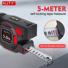 NJTY 3-In-1 Laser Tape Measure: It Has A 5m Self-Locking Retractable Tape, Bidirectional Up/Down Green Laser Line Projection, High-Precision Leveling Bubble, Portable Handheld Laser Tool For Construction, Carpentry & Home Renovation DIY Projects - One Size - View 3