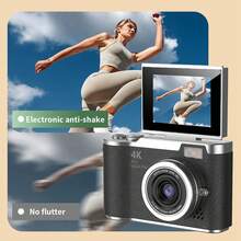 Cámara digital compacta con zoom óptico 18X y 48MP, enfoque automático, video 4K, detección de rostros, pantalla giratoria de 2.4", batería recargable - LK-007 negro - Ver 3