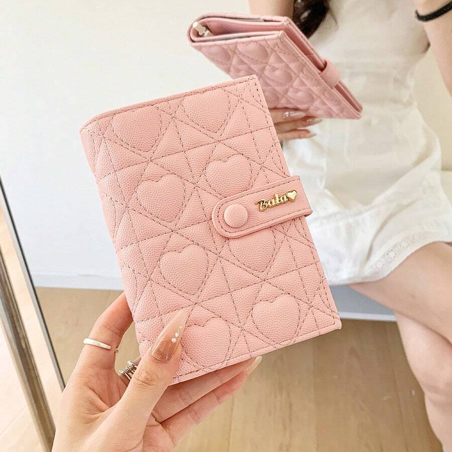 Caviar Heart Pattern! Passport Holder Zipper Short Travel Passport Bag, Multi-Function Document Storage Bag, Travel Essentials