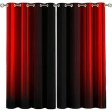 2 pezzi Tende bicolore nero e rosso moderne - Design elegante con occhielli, tende trasparenti, in poliestere lavabile in lavatrice, adatte per soggiorno, camera da letto, cucina - Multicolore - Visualizzare 14