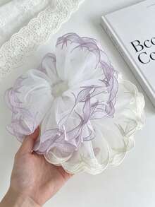 1件裝 柔紫色刺繡蕾絲 純白色 大號優雅全包髮圈 女用 - 彩色 - 查看 6