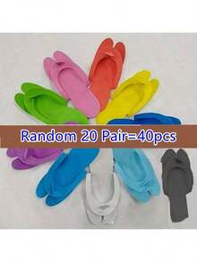 40pcs=20Pairs EVA Disposable Guest Slippers, Salon Spa Hotel Bulk Pack, Blue Pink, Soft Foot Bath Slippers, Indoor And Outdoor Use - Multicolor - View 8