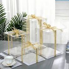 1 Set Transparent White Dust-Proof Box, 1/2/3 Layer Detachable Display Storage Box, 4-10 Inch Cake Packaging Box, Multi-Functional Gift Box, Suitable For Valentine's Day, Christmas, Wedding And Party, Can Hold Flowers And Handmade Crafts (Rope Random) - White - View 5