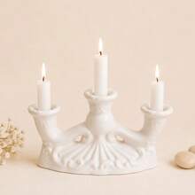 Castiçal de Louça para 3 Velas Branco | Elegância | Decoração | Espiritualidade - 1PC - Visão 7