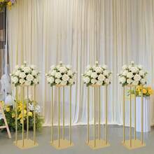 2Pcs Wedding Centerpieces For Tables, 31.5in Metal Flower Stand Gold Wedding Centerpieces Tall Vases Geometric Flower Stand For Wedding , Birthday, Event, Home,Party,Mother's Day Decoration - 金色的 - 查看 4