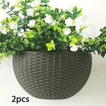 現代塑膠壁掛式花盆 - 仿藤編半圓形花籃免鑽孔裝飾植栽盆 室內外花園水耕容器 - B - 查看 31