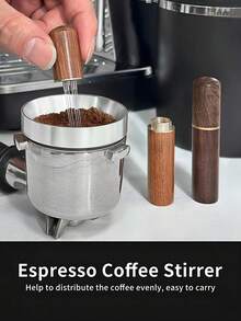 1pc Brutelle Stainless Steel Coffee Powder Distributor, Portable Coffee Powder Dispenser Suitable For Home, Office And Travel - Dark Brown - View 3
