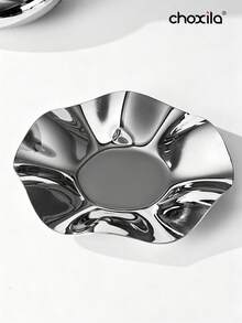 choxila 1 pièce Plateau décoratif en acier inoxydable avec design de feuille de lotus, plat de rangement incurvé en forme de pétale pour collations et bijoux, plateau de rangement multifonctionnel pour la décoration du salon et l'usage quotidien à la maison - Plateau - Voir 9